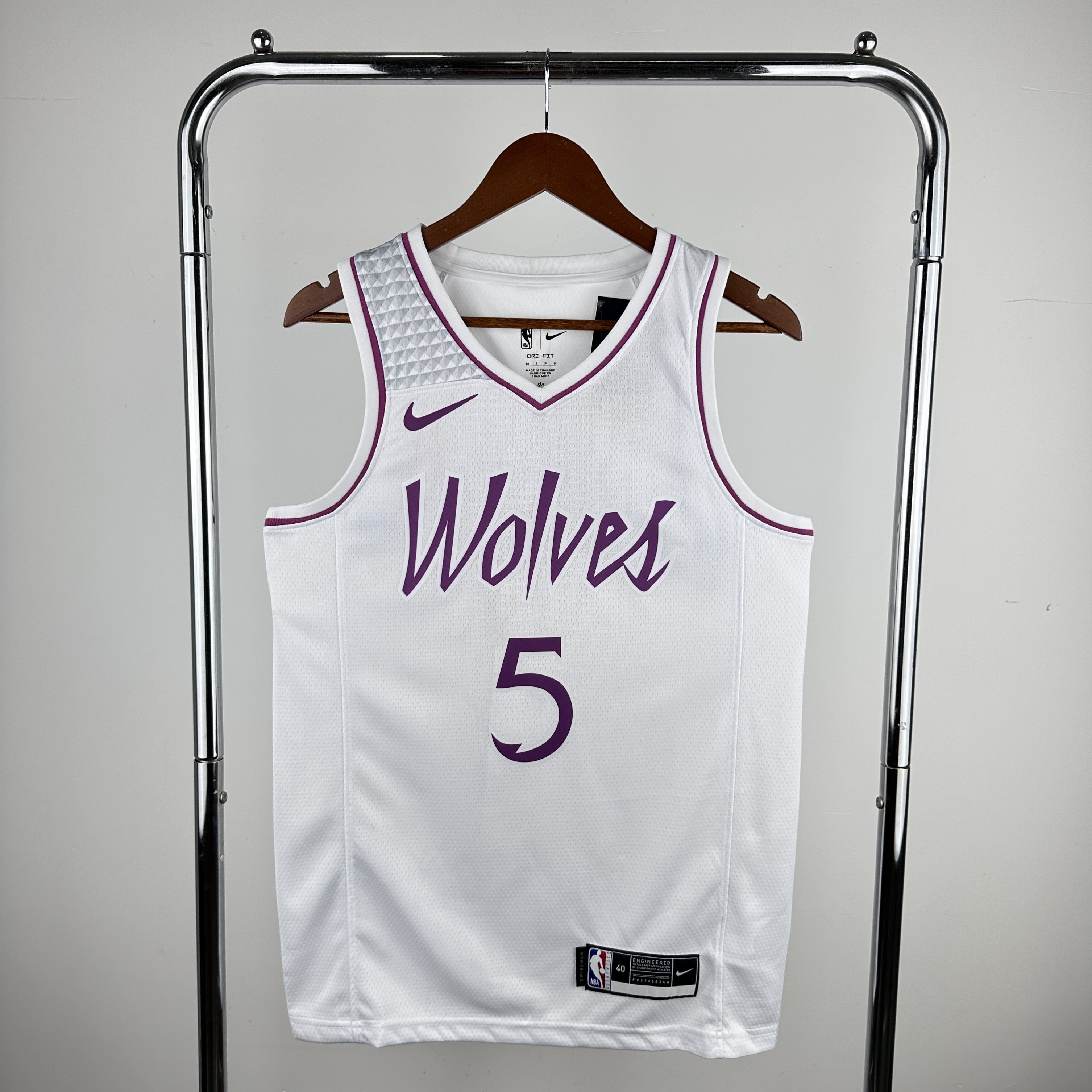 Men Minnesota Timberwolves #5 Edwards White Throwback Nike 2024 NBA Jersey->minnesota timberwolves->NBA Jersey